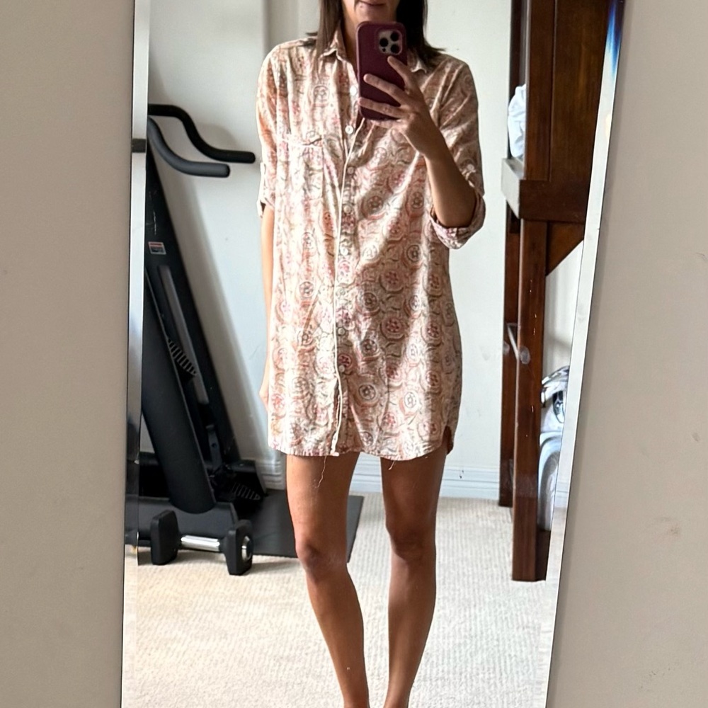 Julia Amory Beige Floral Patterned Blouse/Dress/Cover Up